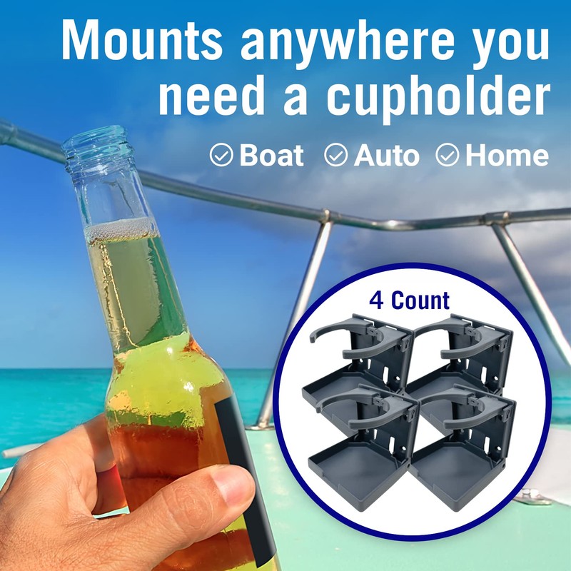 Boat Cup Holder, Set of 4 Folding Drink Holders, Wall