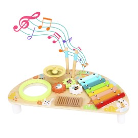 Toyster's Wooden Musical Activity Station – Sensory Music Toy with Xylophone, Cymbal & Percussion Instruments for Toddlers