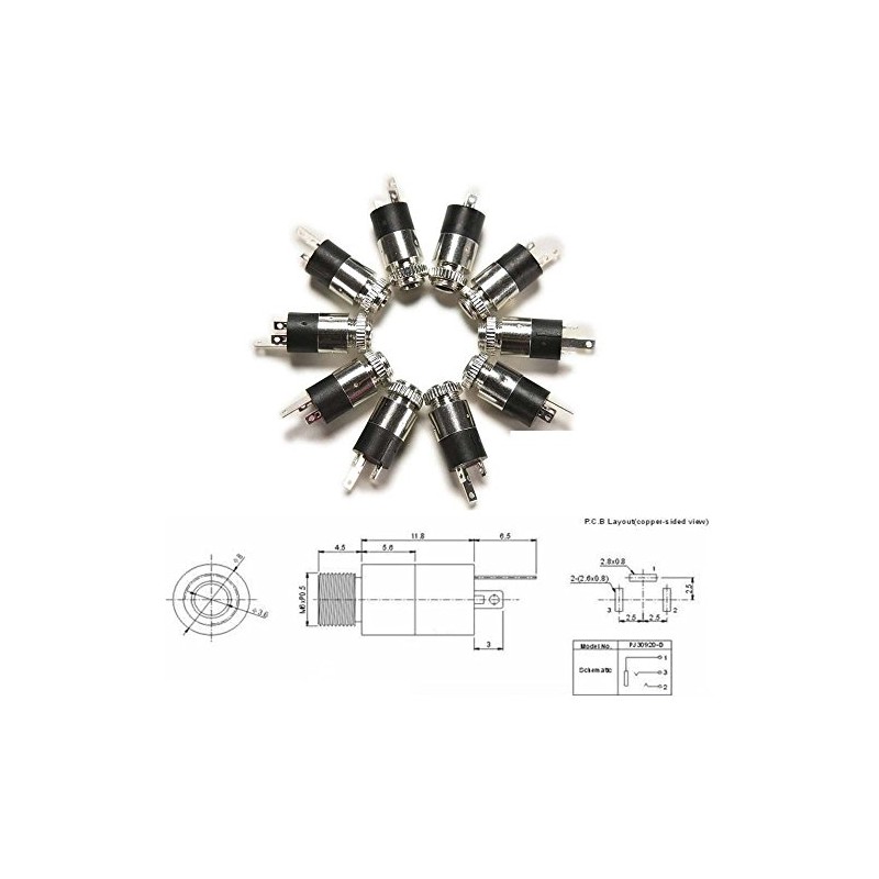 10pcs PJ-392 3Pin 3.5mm Stereo Headphone Audio Video Jack Socket