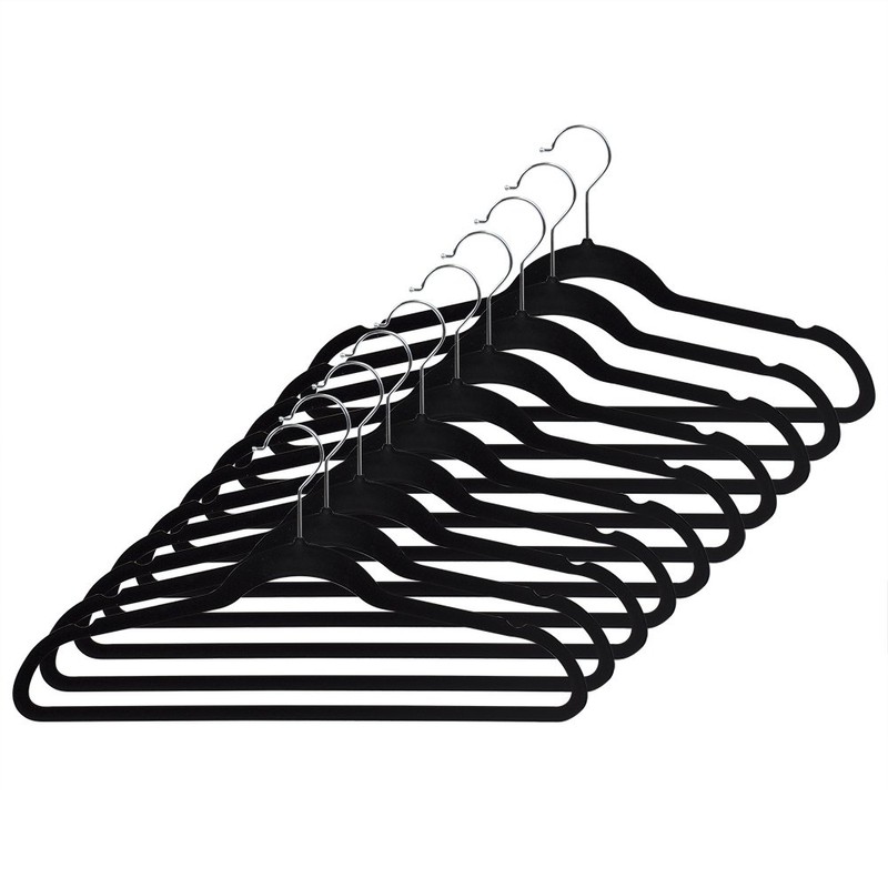 10 PACK VELVET HANGER BLACK