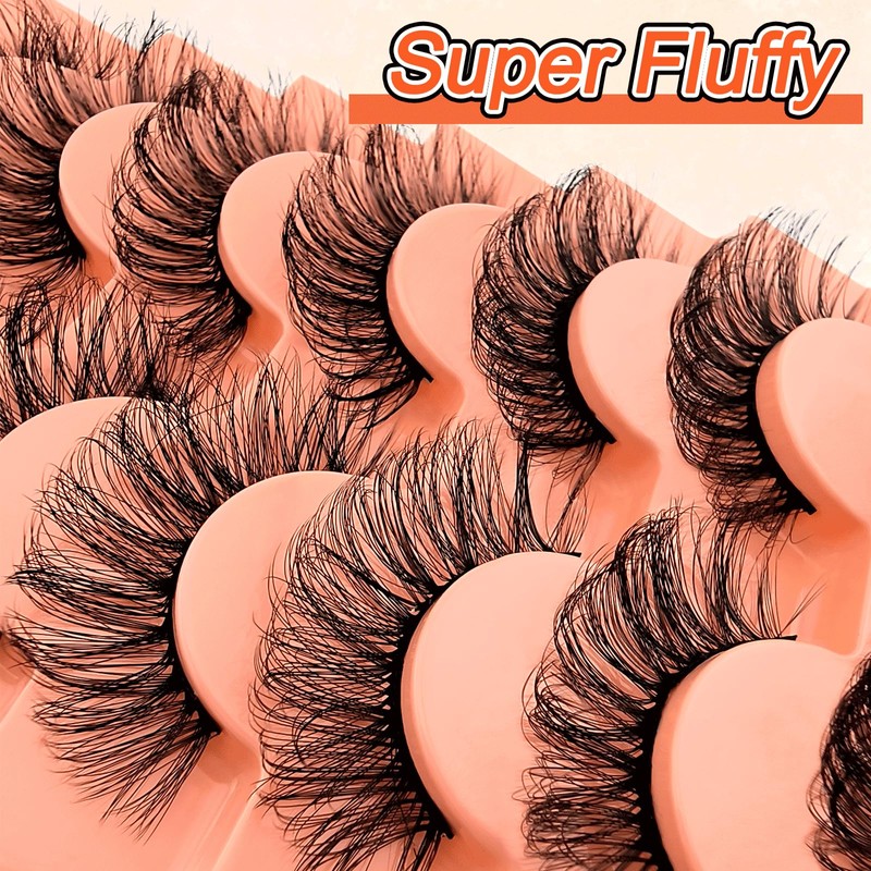 7 Pairs of 3D False Eyelashes, Cat Eye, Fluffy Volume,
