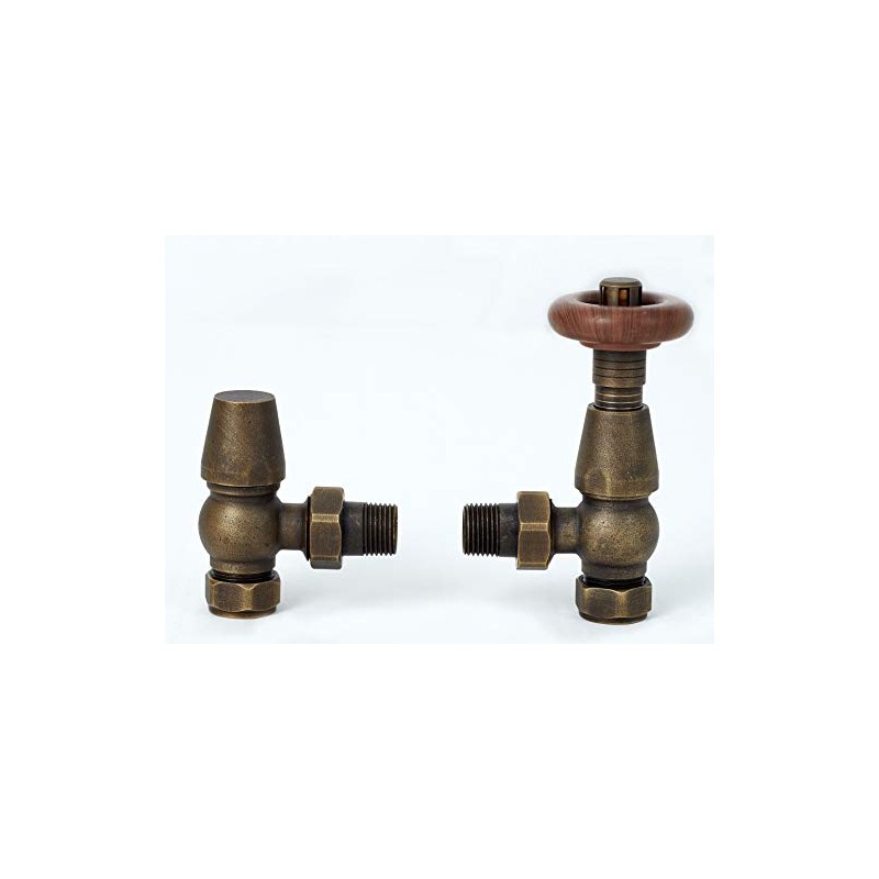 Greened House Oxford Traditional Antique Brass Angled Thermostatic Radiator Valve