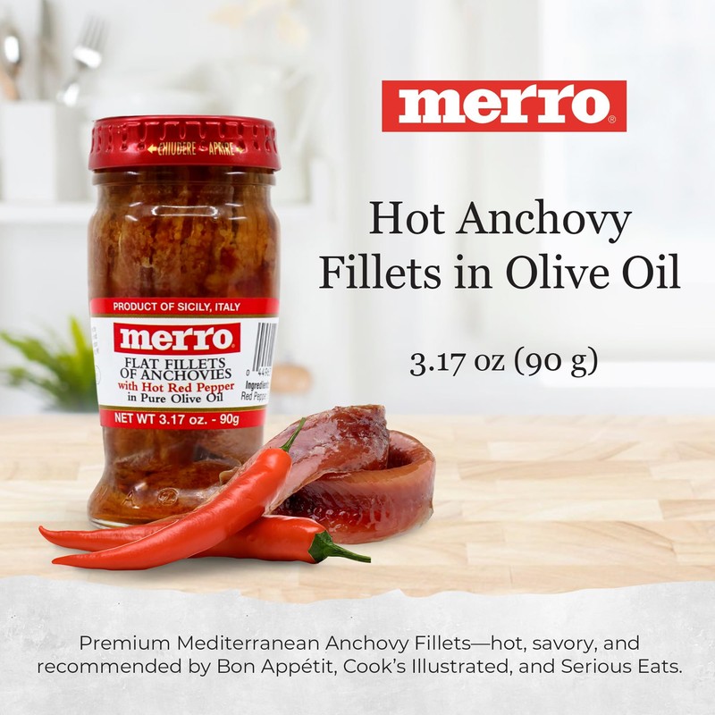 Merro Hot Anchovy Fillets in Olive Oil 3.1 oz –
