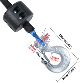 WROUGH 1/4" Synthetic Winch Rope 50 Ft Heavy Duty 10000 lb ATV Winch Rope Line with Steel Hook Rubber Stopper Protecting Sleeve/Sheath and Thimble Universal Fit for ATV SUV Vehicle Winch Rope (Blue)