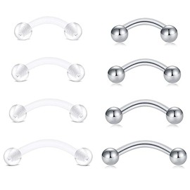 QWALIT Clear Belly Button Rings Plastic Belly Button Rings Plastic Belly Rings for Sports Surgery Plastic Snake Eyes Tongue Rings