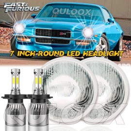 QULOOX 7 INCH Round LED Hi/Lo Beam Headlights Angel Eyes for Ford F100 F150 F250 Truck