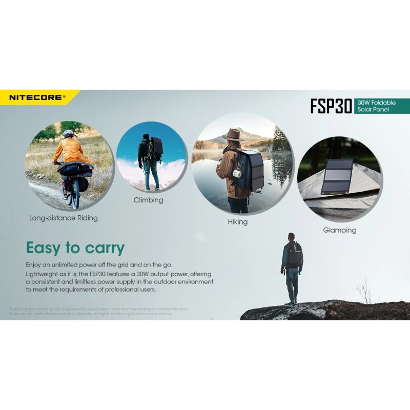 Nitecore FSP30 30W Foldable Solar Panel IPX5 Waterproof -2 USB-A