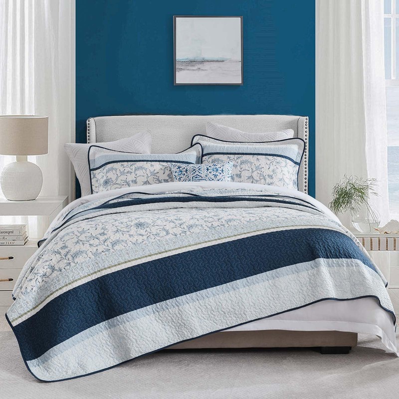 DUOHONG 100% Cotton Quilt Set King Size, King Quilt, Patchwork