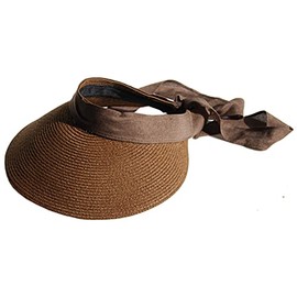 Cool4 A57 Women's Straw Visor with Linen Headband Sun Hat Beach Umbrella, brown