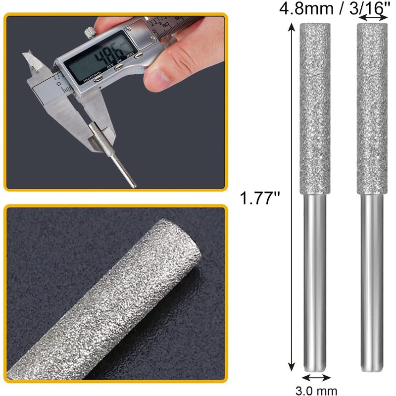 AccEncyc 8pcs Diamond Chainsaw Sharpener Burr 3/16" Titanium Plated Burr