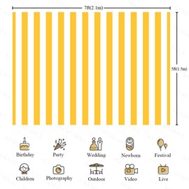 KUKUSOUL 7x5ft Yellow and White Striped Photography Backdrop Vertical Streak Textured Background Birthday Party Decoration Photo Studio Props Banner Adult Elder Girl Boy Wallpaper KU250