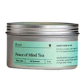 Divya's Calming Peace of Mind Tea, Ayurvedic Herbal Chamomile with Passion Flower, Lavender, Caffeine Free Lavender Loose Leaf Tea Blend to Unwind & Relax - Organic, Non-GMO, Calming