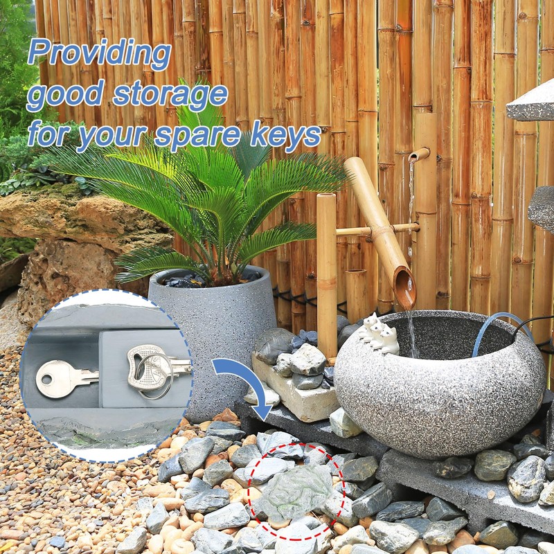 sourcing map Fake Rock Hidden Key Box, Hide Spare Key