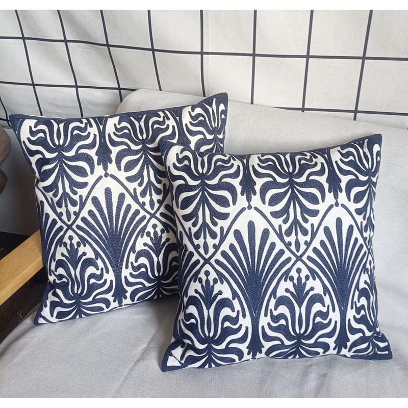 ZUODUTEX 45 x 45 Cm Cushion Covers Embroidery Geometry Cotton