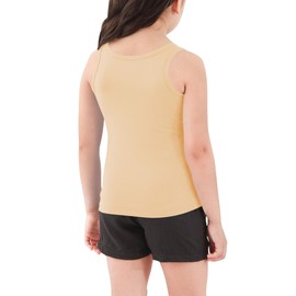 Dreammonkey Girls Tank Top - Soft Cotton Round Neck Sleeveless Stretch Undershirt for Kids 2T-14 Years （Beige-8Years）