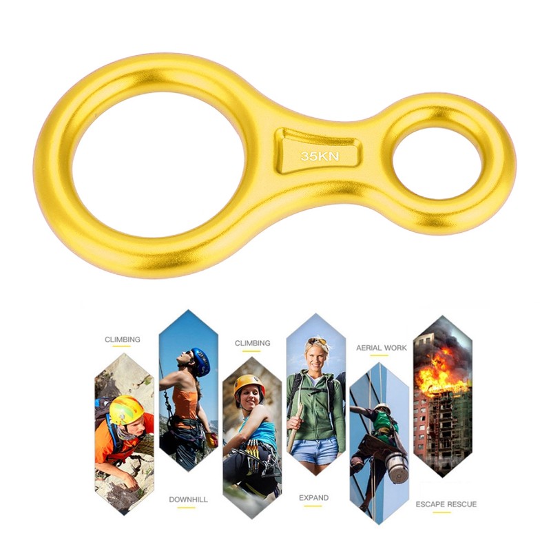 35KN Figure 8 Word Rope Descender Rappel Ring Rock Climbing