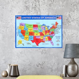 Operitacx 2 Stück Vereinigte Staaten Karte Usa Wandkarte Für Kinder 19. 65X13. 76-Zoll-Amerika-Kartenposter Geografie-Lernposter Für Die Dekoration Zu Hause Im Klassenzimmer
