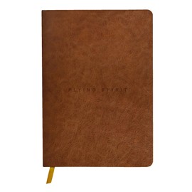 Clairefontaine Flying Spirit 106946C Book Cover Leather 14.8 x 21 cm Thread Binding Bookmark 90 Sheets 90 g Lined 1 Piece Cognac