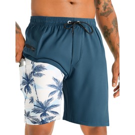 APTRO Men's Swim Trunks with Compression Liner Bathing Suit Quick Dry Swim Shorts MP380 L