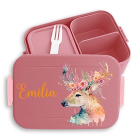 BBK223 Children's Mepal Bento Box Lunch Box - Deer - Antler Carrier Antlers Deer Motif - 900 ml - Pink