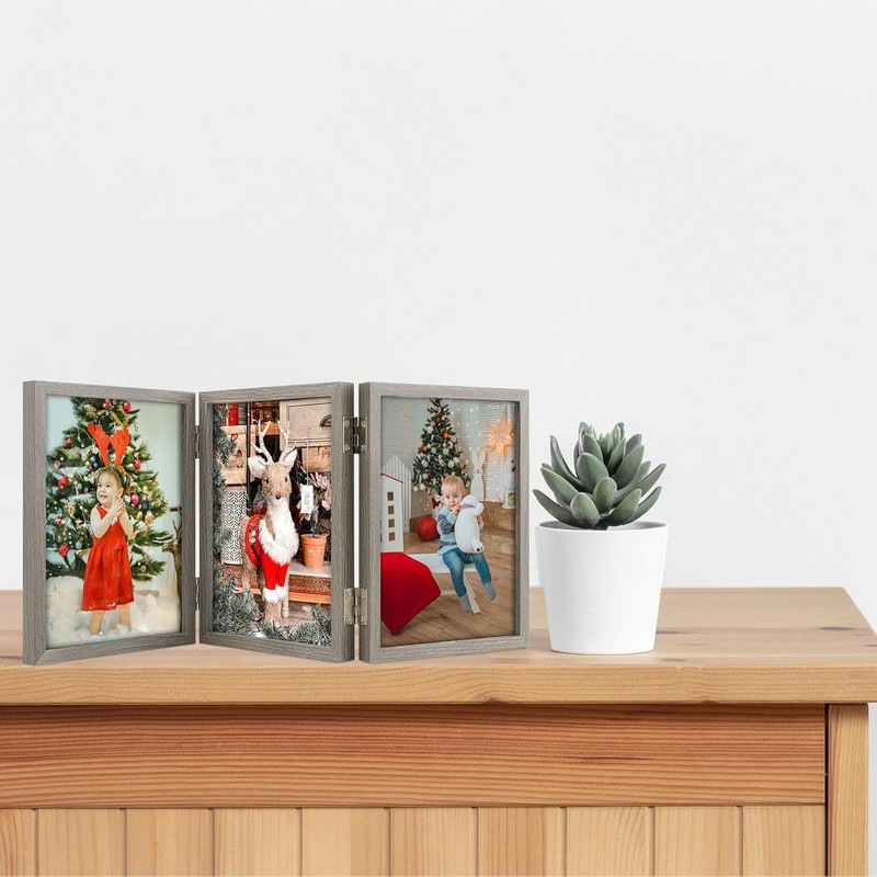 Space Art Deco Triple 5x7 Picture Frame, 3 5x7 Folding