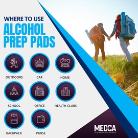 MEDca Alcohol Prep Pads, Sterile, Medium, 2-Ply Pack of 500