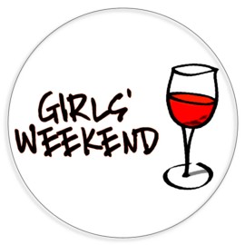 Kiwi Gifts Girls' Weekend - 3 Pack Circle Stickers 3 Inch - Wine Glass Wino Friends Squad