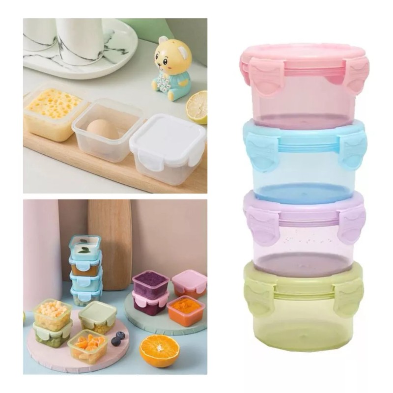 Luxury 4 Mini Contenedores Recipiente Comida Colación Snack Toper