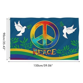 Peace Flag for Outside Polyester Cloth World Peace Flag Large Peace Flag for Backyard Garden Playground 90 X 150 Cm