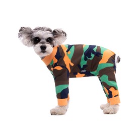 BT Bear Elastic Dog Suit for Small Dogs, Protect Joints, Anti Hair, Anti Licking, Wound Protection, Puppy Pajamas, PJS, Dog Jumpsuit for Small Dogs (M, Camouflage)