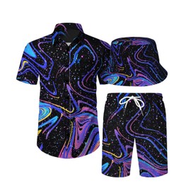 COCYPAN 20 Rave Shirt,Neon Shirts For Men,Neon Clothes,rave outfits men,mens rave outfit,Mens Hawaiian Shirts And Shorts Set,Mens Matching Shirt And Shorts Set 20-M