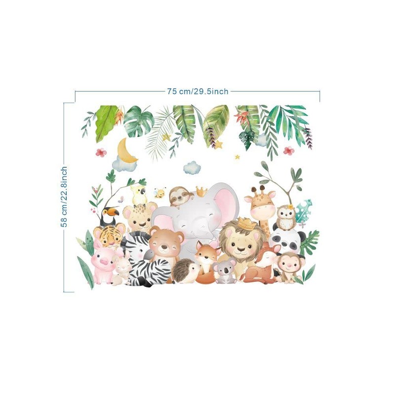 Condessacity Wall Sticker Kids Cute Elephant Lion Panda Wall Sticker