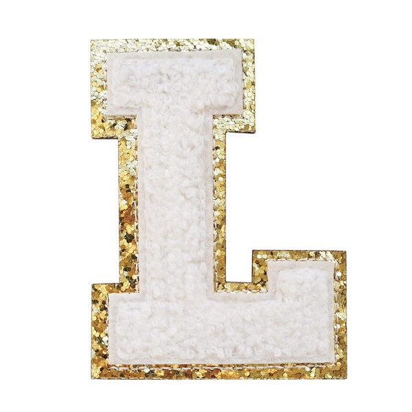3Pcs Letter Patches Varsity Glitters Chenille,SPRT Iron on White Letter
