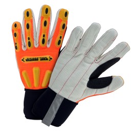 West Chester 86800 R2 Hi-Viz Corded Cotton Palm Rigger Gloves – Orange, Medium, 4-Way Stretch Spandex Back Gloves w/ Long Neoprene Cuff