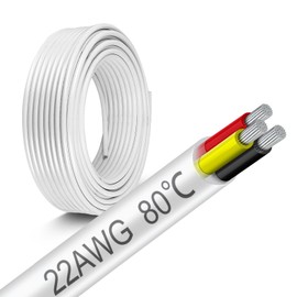 22 Gauge Electrical Wire 3 Conductor, 50FT 22 AWG Stranded Low Voltage LED Cable, 22/3 Tinned Copper Hookup Wire, Insulated 3 Wire Cable, Flexible Power Cable for LED Lamp Lighting Strip Automotive