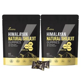 VivoNU Himalayan Shilajit Gummies | With Ashwagandha, Gokshura & other herbs | No added sugar | 60 Gummies:_Pack of 2