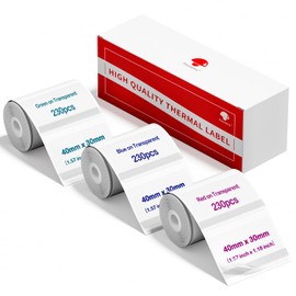M110 Labels Compatible with Phomemo M110/M120/M200/M205/M220/M221 Label Maker Printer,Green/Blue/Red on Clear, 1.57"x 1.18"(40x30mm) Multi-Purpose Self-Adhesive Thermal Label, 230pcs