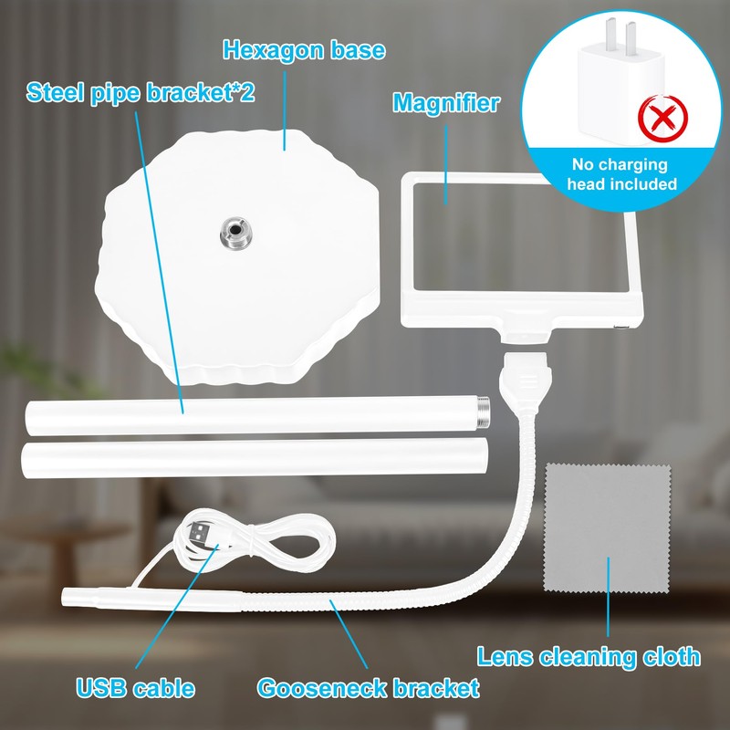 5X Magnifying Glass with Light and Stand, 36 LED Dimmable
