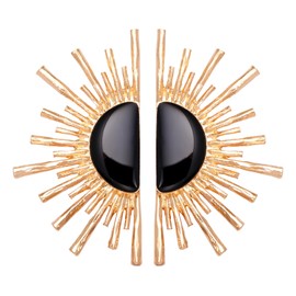 Bi&Yamigeo Chunky Desert Sun Earrings Gold and Black Half Moon Sunburst Sunflower Drop Stud Earring Dupe Jewelry for Women