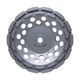 Omega 7-Inch Cup Wheels, Wet/Dry Use, 28 Double Row Segments for Grinding Removal, Concrete, Block, Brick, Masonry Grinding, Concrete Edge Beveling, 5/8"-11 Arbor