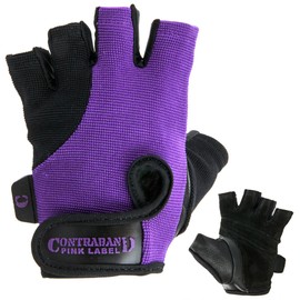 Contraband Pink Label 5057 Womens Basic Lifting Gloves (Pair) - Light-Medium Padded Durable Leather Palm Fingerless Classic Workout Gloves Designed & Sized for Women (Purple, Medium)