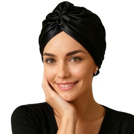 Double Layer Silk Bonnet for Sleeping, Adjustable Satin Hood with 1 Piece Satin Hair Scrunchie, Night Sleep Hair Cap, Women Girls Sleep Cap Satin