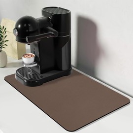 Bloss Coffee Mat, Bar Mat, Hide Stain Absorbent Drying Mat with Waterproof Rubber Back, Fit Under Coffee Maker Machine Pot Espresso Machine(12.2"x19.7", Brown)