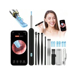 Ear Wax Removal - Earwax Remover Tool With 7 Pcs Ear Set - Ear Cleaner With Camera - Earwax Removal Kit With Light - Ear Camera With 6 Ear Spoon - Ear Cleaner For All Cell Phones (Black),Bag,Organizer,Storage - Colour: B6 White With Seven-piece Set
