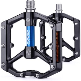 CXWXC Bicycle Pedals with Reflectors - MTB Aluminium Alloy Pedals Set, 9/16 Cube Pedals for Mountain Bike, Road Bike (Blue)