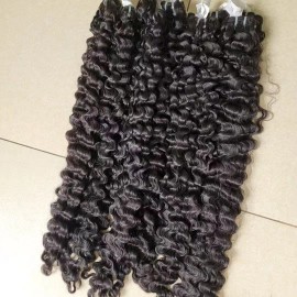 Fumi Spanish Deep Curly Burmese Kinky Pixie Straight Natural Body Wave Indian Cambodian Raw Human Hair Extensionsstyle: 1 bundle Italy curly, color: natural black, Stretched Length: 30 inches