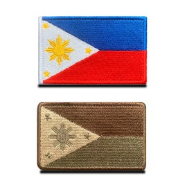 Zcketo 2 PCS Philippines Flag Patches Hook and Loop Fastener Embroidered Tactical Military National Filipino Patch for Attach to Caps,Bags,Backpacks,Vest,Uniforms,Team Clothes,Tactical Etc.