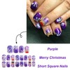 RIICFDD Christmas Press on Nails Short Coffin Fake Nails Purple