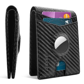 doeboe Airtag Wallet Men, Wallet for Men with Airtag Holder, Genuine Leather Credit Card Wallet, Bifold Slim Wallet for Air Tag GPS Tracker, RFID Minimalist Front Pocket Wallet [No Airtags]