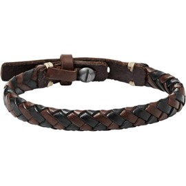 Fossil Bracelet for Men , Length: 240mm black, brown, Silver Genuine Leather Bracelet, JA5932716